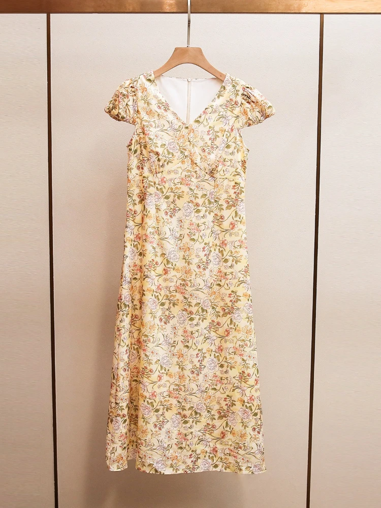 High End Women's Clothing Summer New Style Vacation Style Simple Temperament Design Sense Elegant Floral Dress for Women