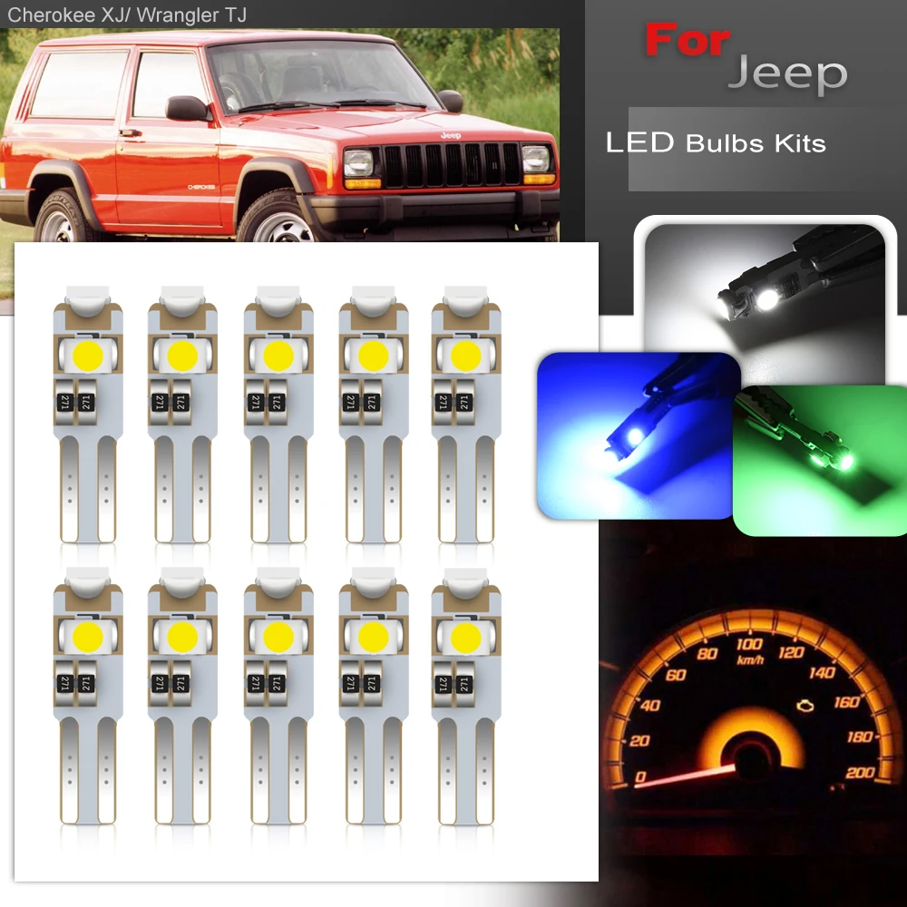 Dla Jeep Cherokee XJ 1997-2001 Wrangler TJ 1997-2006 LED Panel przyrządów Speedo Tacho olej wolt zegar żarówki akcesoria oświetleniowe