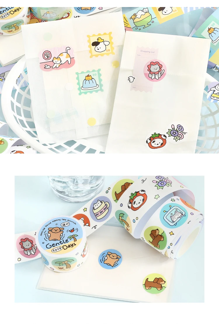 Niedliches Cartoon-Katzen-Washi-Tape im koreanischen Design, Matsugoda-Papierband für Schreibwaren, Büro, DIY-Bastelarbeiten und Dekoration – Detail 35