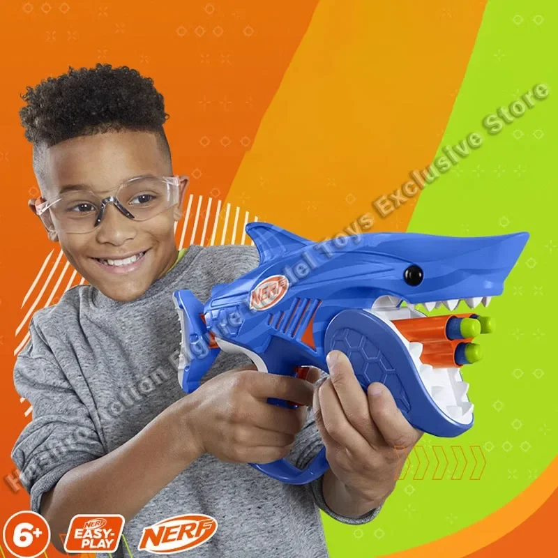 In Stock Hasbro NERF Shark Launcher Children's Outdoor Toy Gun Gun with Soft Bullets New Year Gift