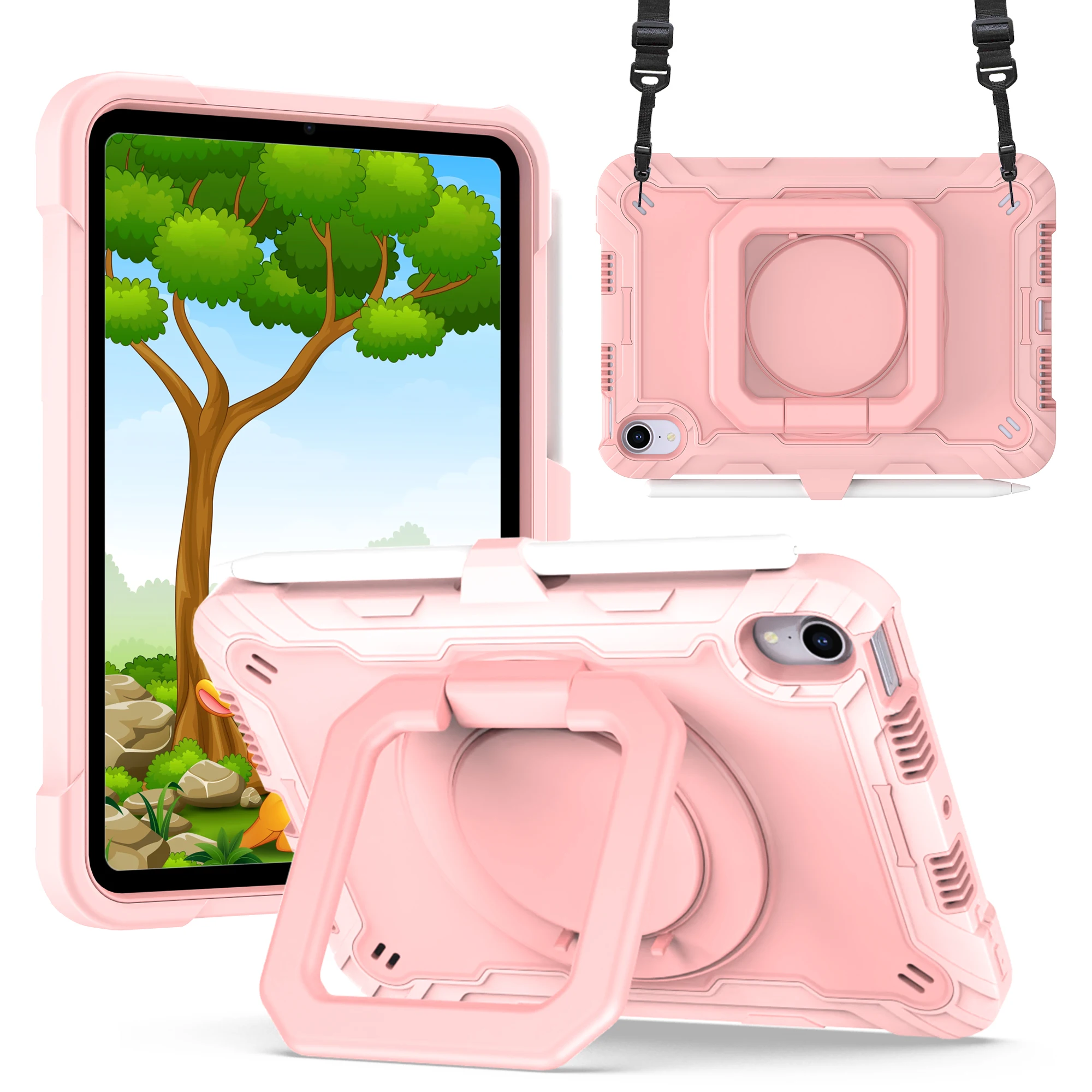 

Case for iPad Mini 6 8.3'' 360 Rotating Hand Strap Stand Drop-Proof Case for iPad Mini 6th Generation 8.3"