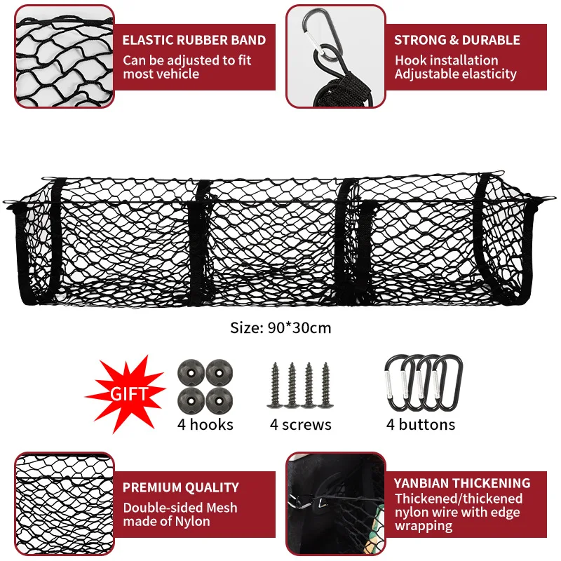 

Car Envelope Trunk Cargo Net Organizer Auto Rear 3 4Grid Cells Gadget Cargo Storage Box Car Interior Accessories Stowing Tidying