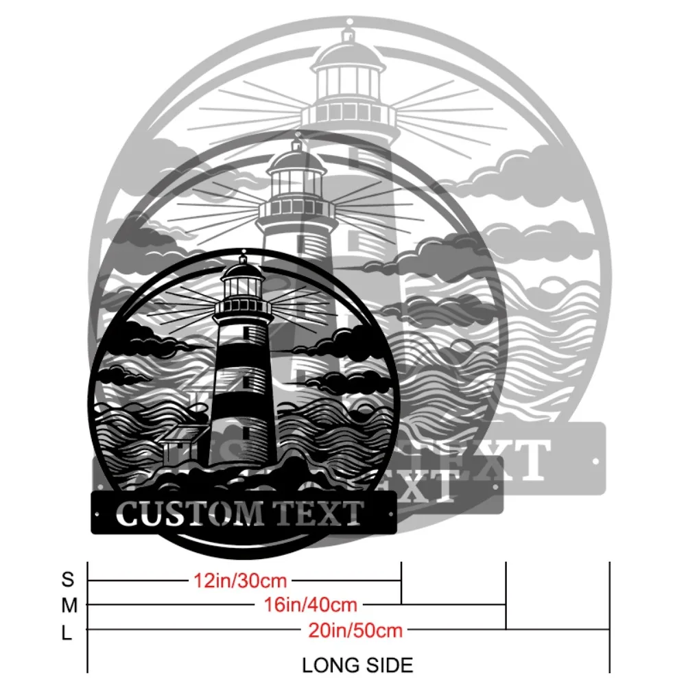 Custom Seaside Charm Sign with Lighthouse Waves Sky Motif Tailored for Oceanfront Homes Coastal Decor Ideal Indoor Outdoor Gift