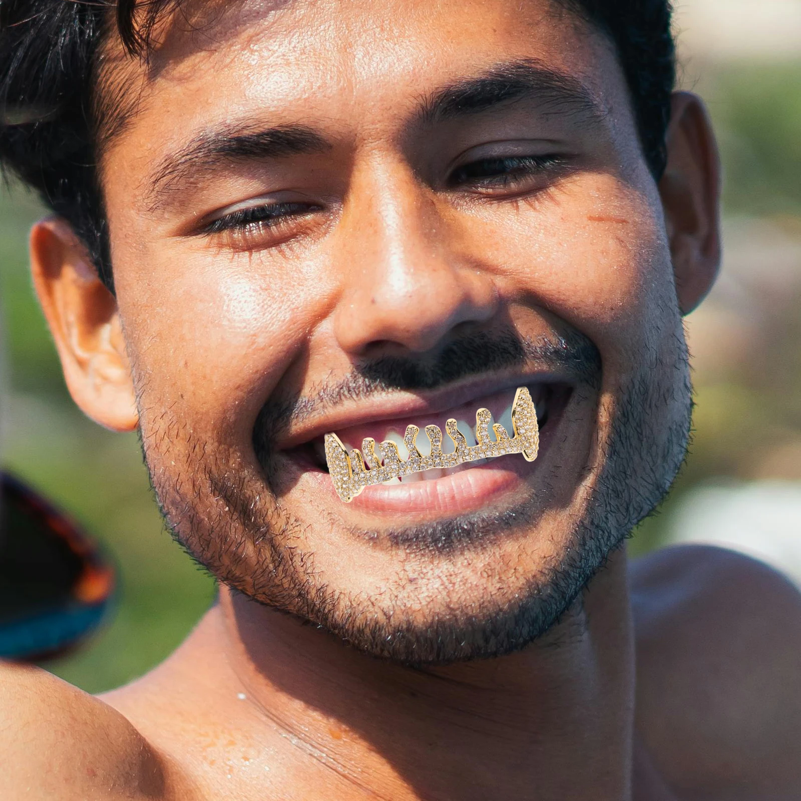 

Teeth Men'S Water Drop Clip-On Rhinestone Mouth Hip Hop Costume Durable Dental Grills Teeth Jewelry Fashion Mouth