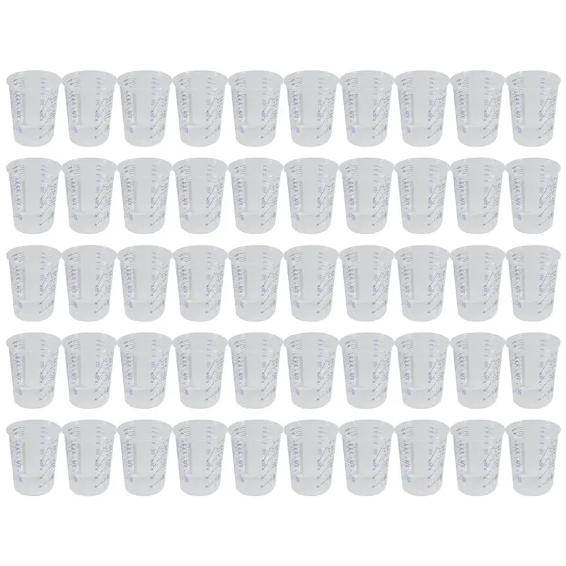 2025 Trend 50PCS Graduated Plastic Mixing Cups - Use For Paint, Resin, Epoxy, Art 20 Oz (600Ml) Flexible Clear