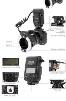 Meike 14EXT-C 微距環形閃光燈 E-TTL,適用於佳能 700D 750D 760D 800D 850D 1100D 1300D 90D 80D 5D4 5D3 5D2 6D 7D EOS 8 最佳銷售 佳能 EOS 1100D - №8