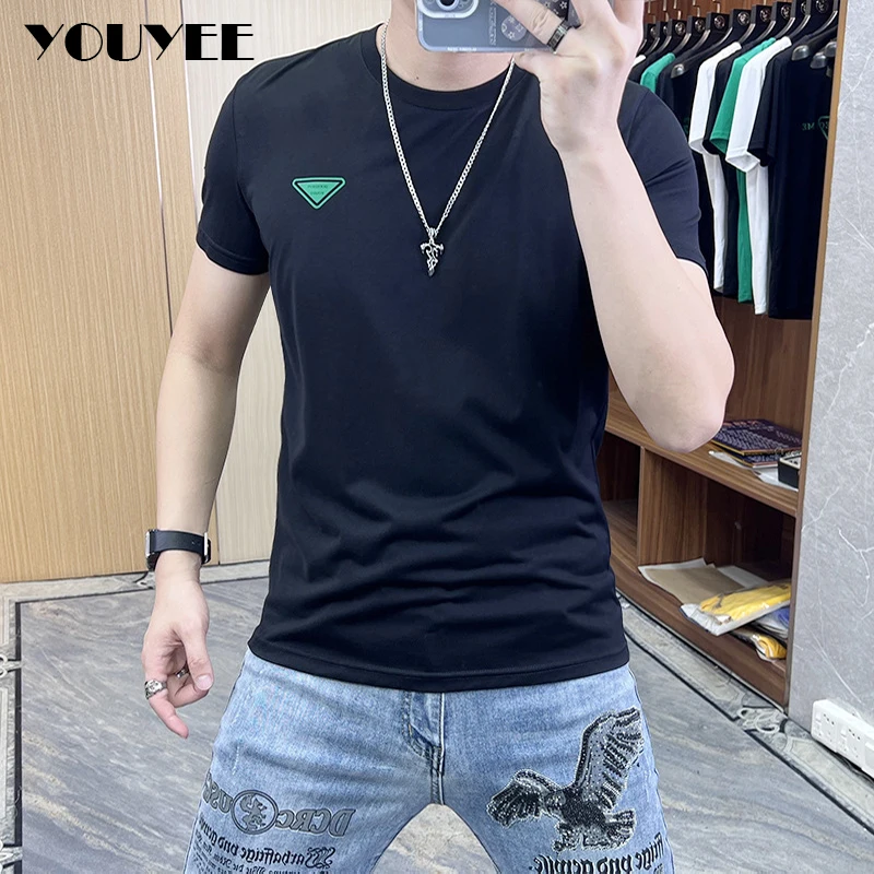 Men's T-shirt Triangle Simple Logo Male Causal Tops Personality Letter Printing Brand Tees Good Quality Man Clothing Plus Size