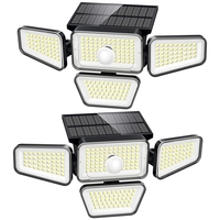 Solar Lights Outdoor, 270 LED 3000LM Motion Sensor Light, IP65 Waterproof 4 Heads 3 Modes Wide Angle 6500K (2 Pack)