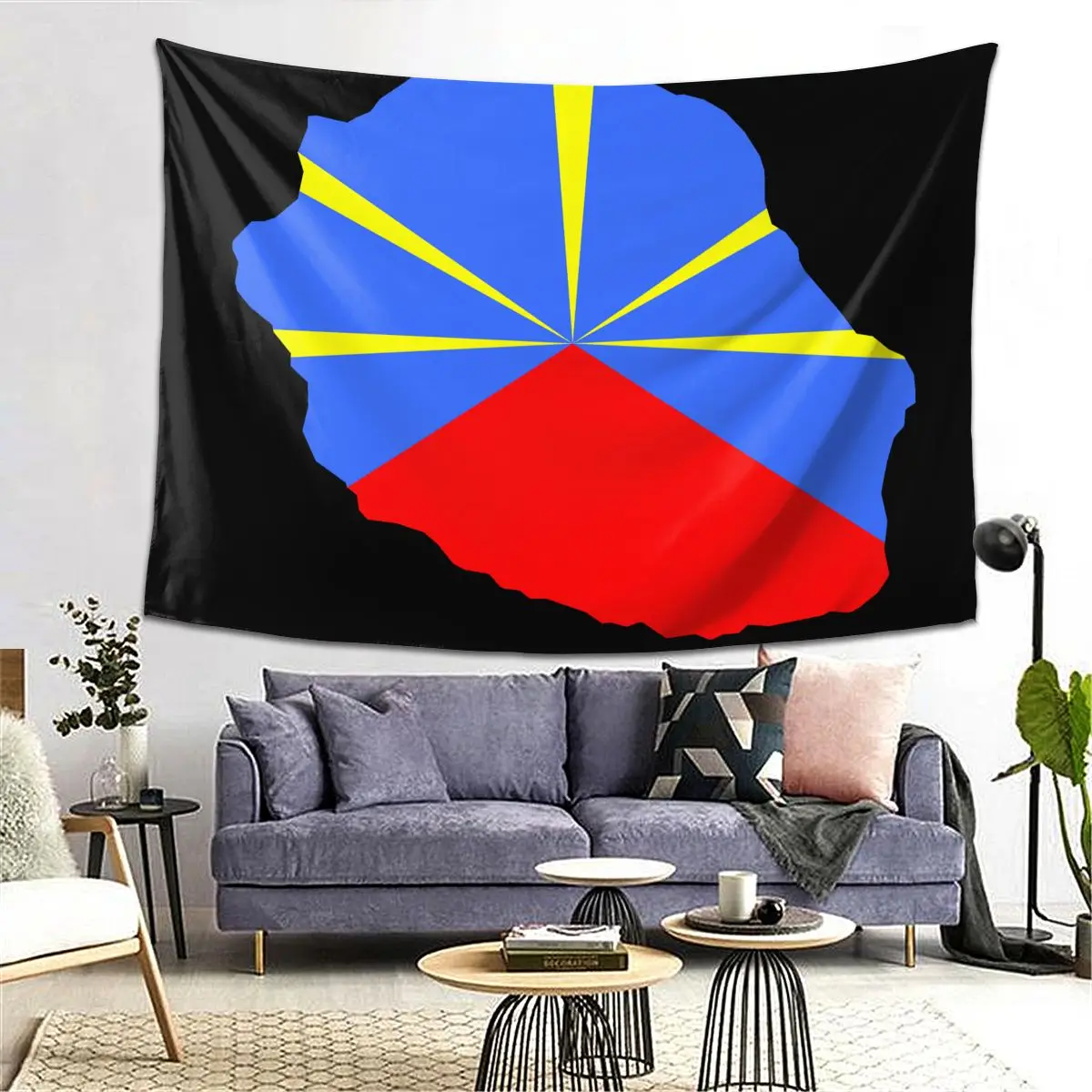 974 جزيرة ريونيون العلم نسيج الديكور الفن الجمالية المفروشات لغرفة المعيشة غرفة نوم المنزل قماش صوفي الجدار الشنق #1