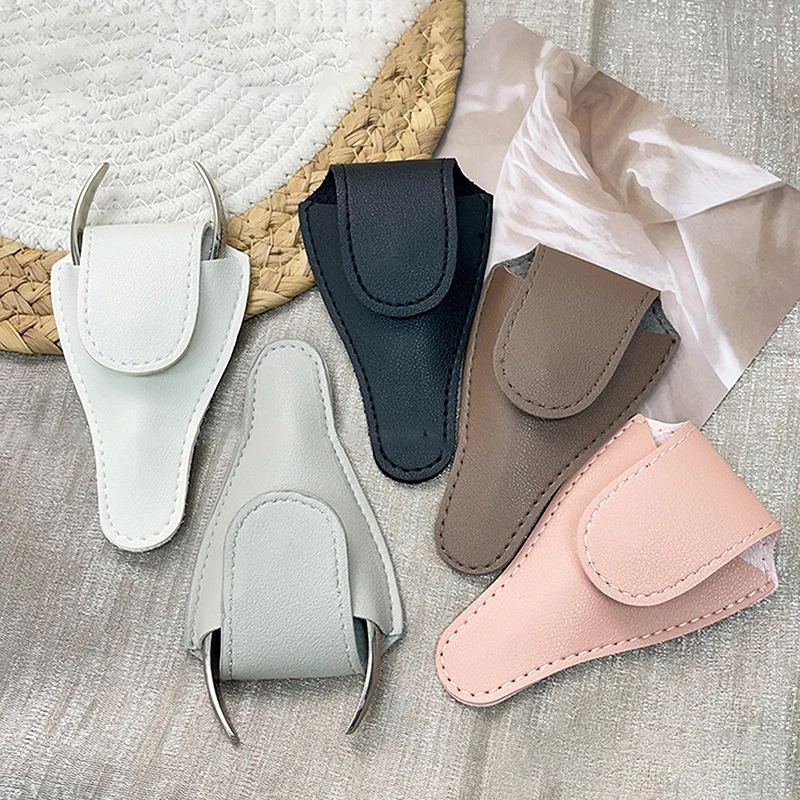 Z. 1PC Hasp Style V Shape PU Leather Scissors Protection Bag Nail Trim Cover Case Manicure Pedicure Tools