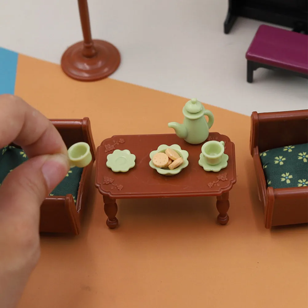 

1Set Miniature Furniture Natural Wooden Mini House Decoration Wear-Resistant Realistic Smooth Surface Kids Play Accessories