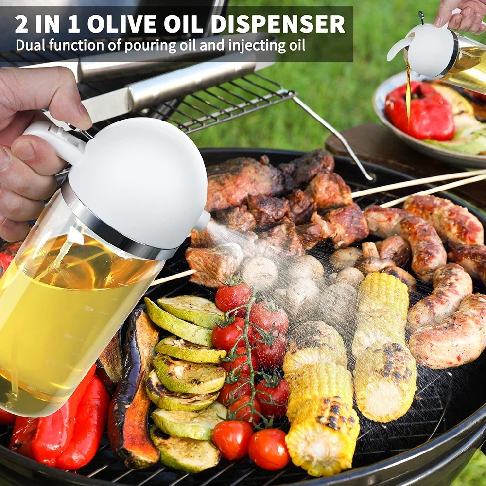 500ml Oil Spray and pour dual mode Bottle Kitchen BBQ Cooking Olive Oil Dispenser Camping Baking Soy Sauce Sprayer Containers