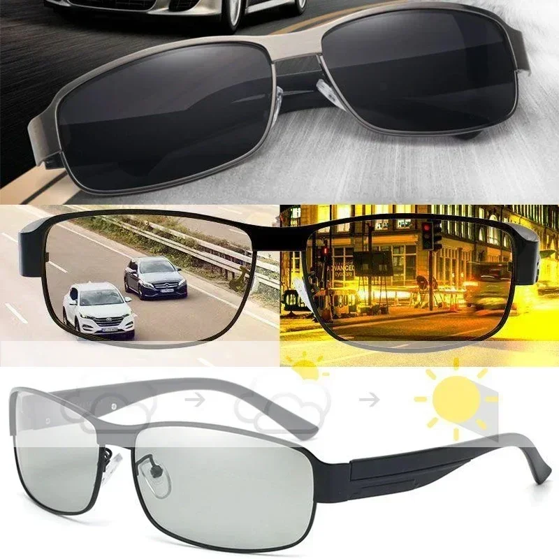العلامة التجارية مربع اللونية الاستقطاب النظارات الشمسية الرجال النساء نظارات الرؤية الليلية للقيادة العصرية ظلال الحرباء النظارات #2