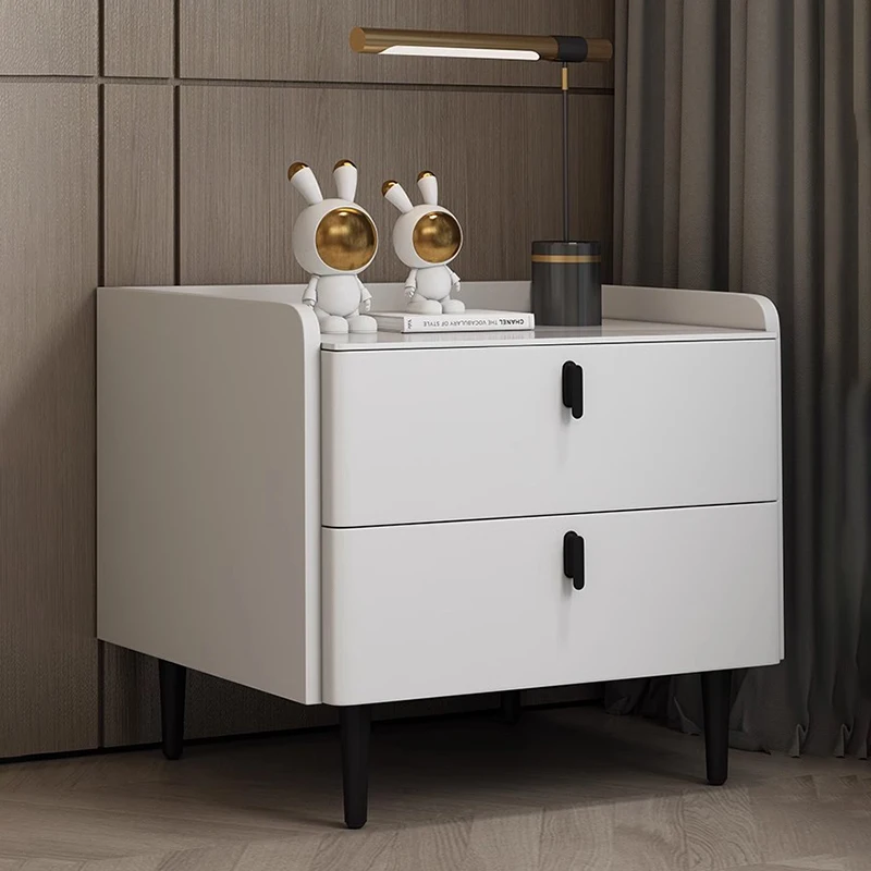 Modern Leather Night Table Two Door White Nordic Small Apartment Nightstand Art Drawer Mobili Per La Casa Home Furniture