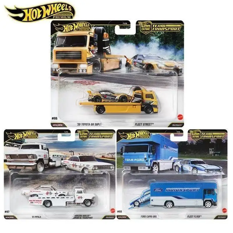 

Hot Wheels 2025 Flf56 Team Transport Series 1/64 Ford Chevrolet Impala Toyota Supra, литая под давлением модель автомобиля из сплава, игрушечный автомобиль для мальчика, подарок