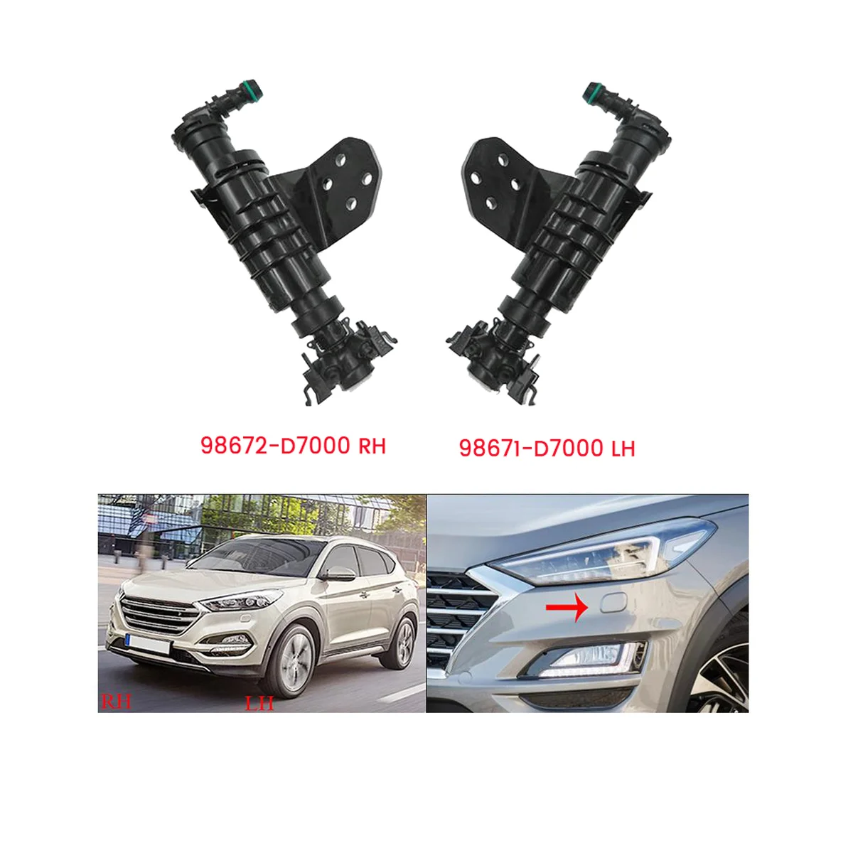 Left Headlight Washer Sprayer Nozzle Actuator for Hyundai Tucson 2016-2020 98671-D7000