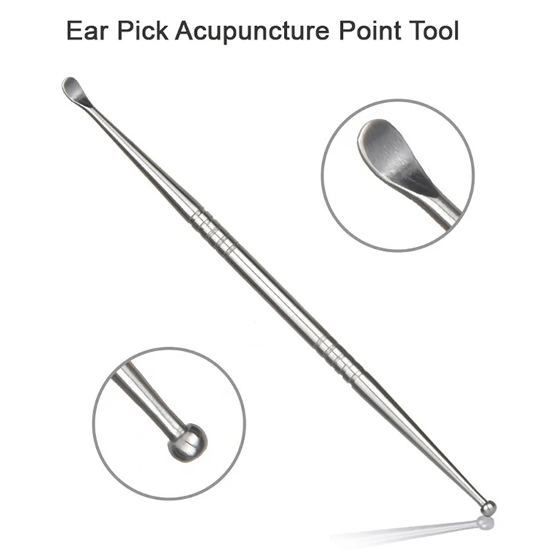 

1PCS Double Head Ear Wax Pickers Steel Acupuncture Point Probe Auricular Cleaner Beauty Ear Massage Needle Detection Health Care