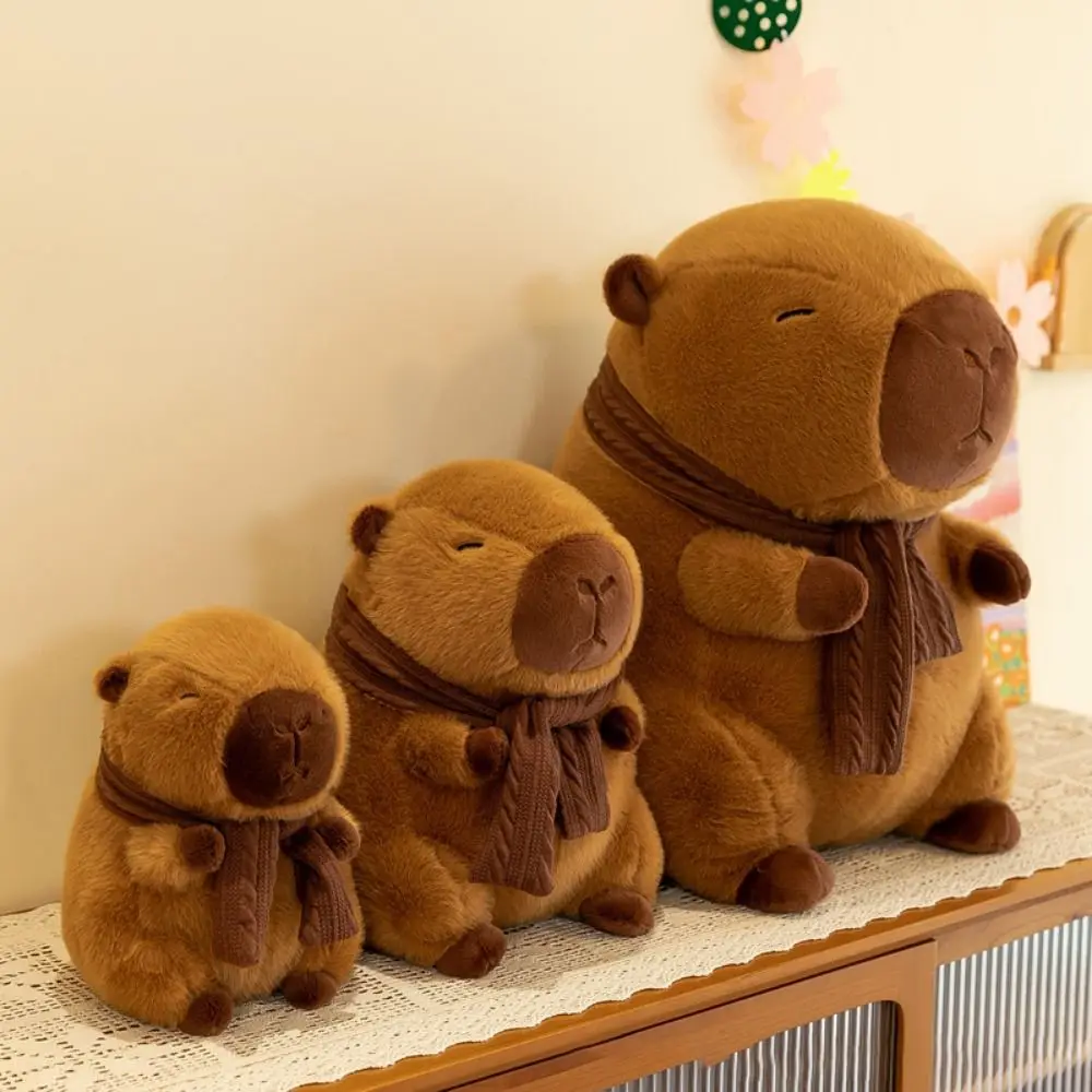 Removable Scarf Scarf Capybara Plush Doll Soft Stuffed Simulation Capybara Ornaments PP Cotton Stuffed Capybara Doll