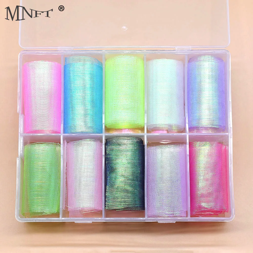 MNFT 10Pcs/Box Bossed Plastic Rainbow Fish Skin For Sabiki Rig Fly Tying Streamer Fly Tying Material