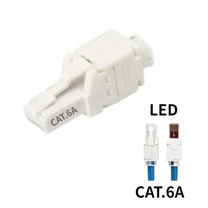 RJ45 CAT.6A kepala kristal kabel jaringan 8P8C tanpa sentuh dengan lampu LED