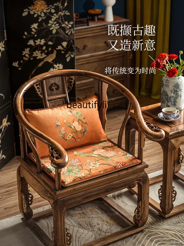 New Chinese-style mountain hydrangea mahogany armchair seat cushion Taishi chair cushion red festive Chinese style, thickened