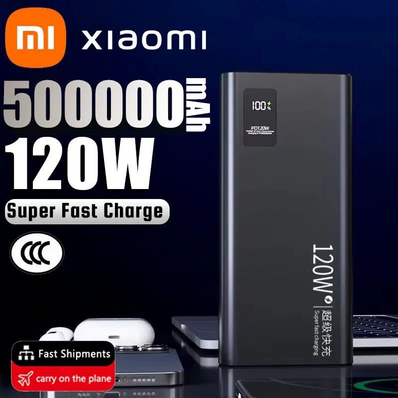 Xiaomi 120W Power Bank 500000mAh High Capacity Fast Charging Portable Battery Charger For iPhone Samsung Huawei Hot