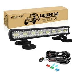 8D 15 - 23in 300W-480W Off Road LED Light Bar with 2X Magnetic bracket Wire Kit 12V 24V Led Bar for Car Jeep Truck 4x4 ATV Boat
