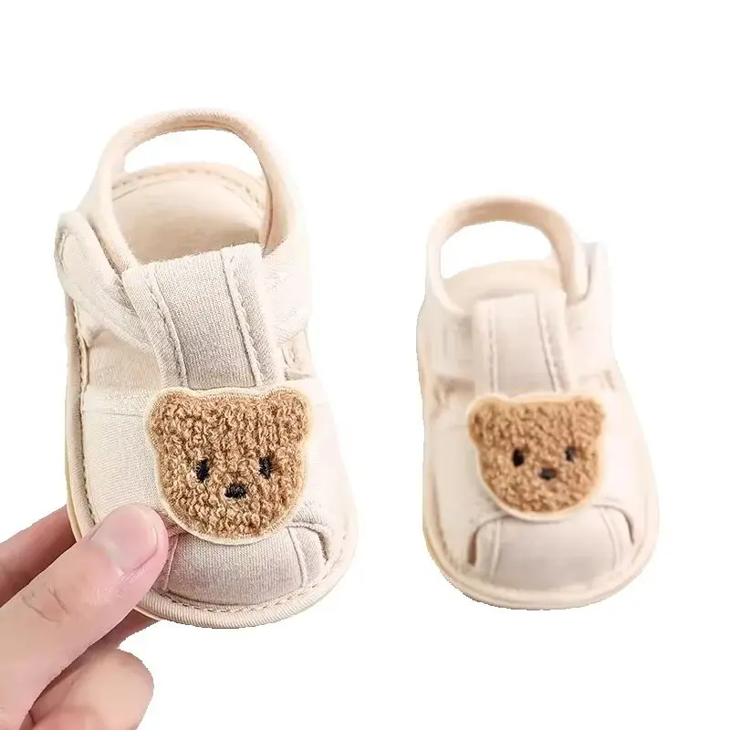 0-18 Months Cute Bear Closed Toe Sandals Soft Sole Comfortable First Step Shoes For Infant Toddler