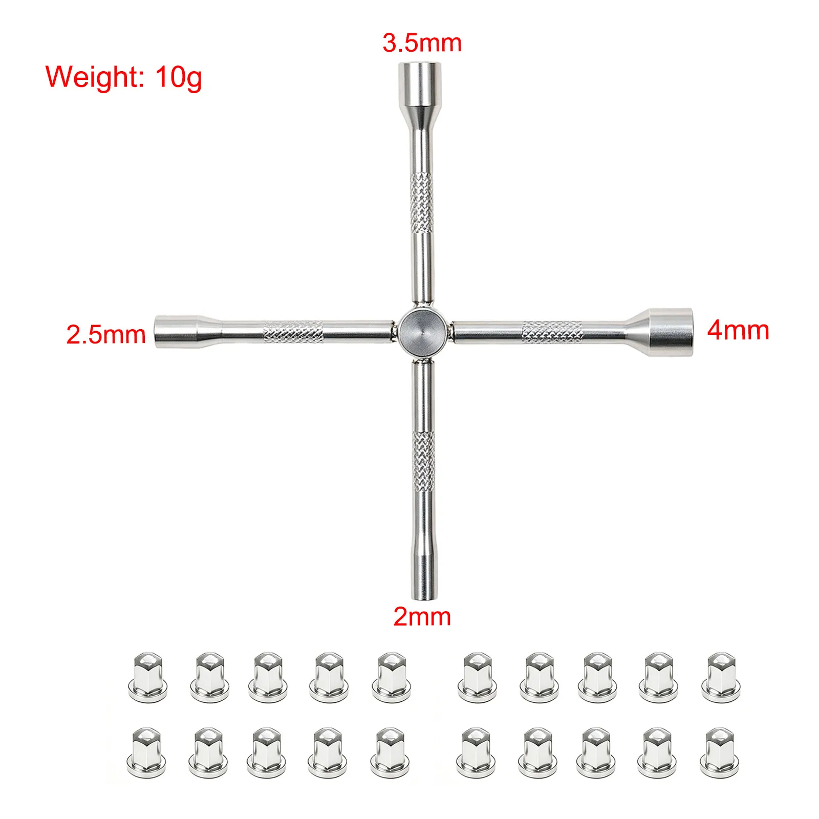 Metal Wheel Nuts M2 Hub Screw Metal Cross Sleeve 2.0~4.0mm External Hexagonal Screwdriver For 1/14 Tamiya RC Truck Toy Car Tool