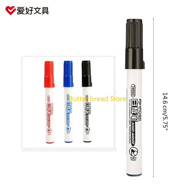 W89C 3 متنوعة اللون الأسود الأزرق الأزرق الجاف الجاف آلام البيضاء علامات الجافة محو أقلام الأقلام البيضاء.