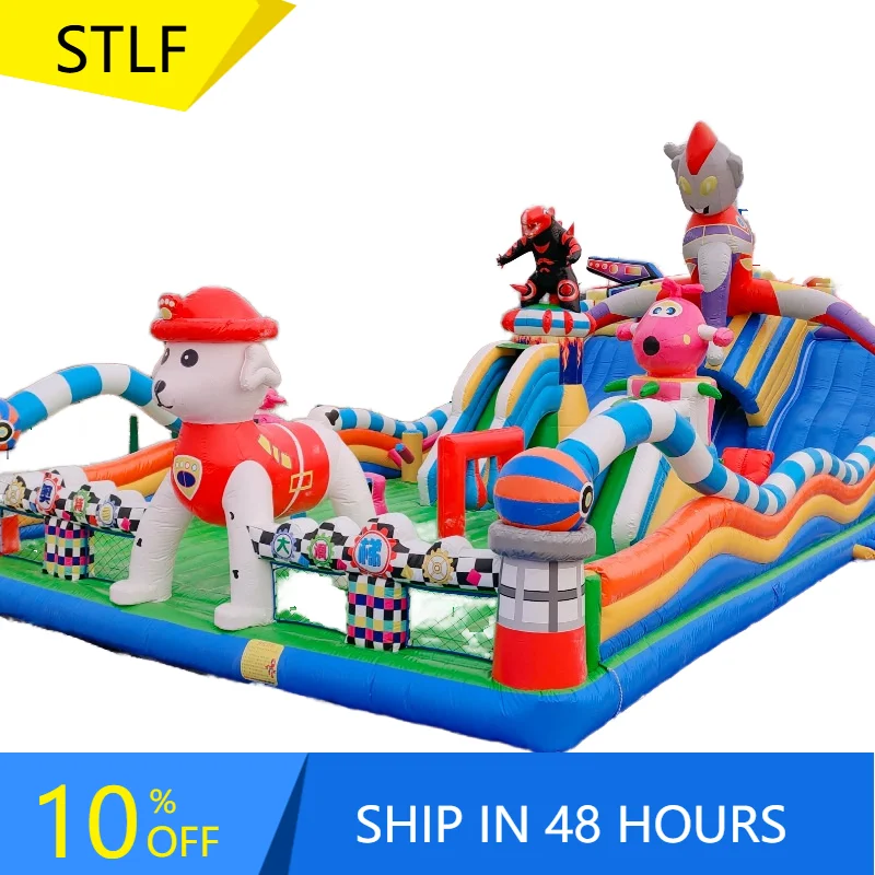 

STLFNew Condition Children's Indoor Playground Equipment Large Outdoor Square Inflatable Castle With Combination Slide