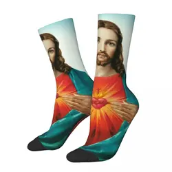 Unisex 3D Jesus Imprimir Meias, Engraçado Meia Tubo Médio, Unisex