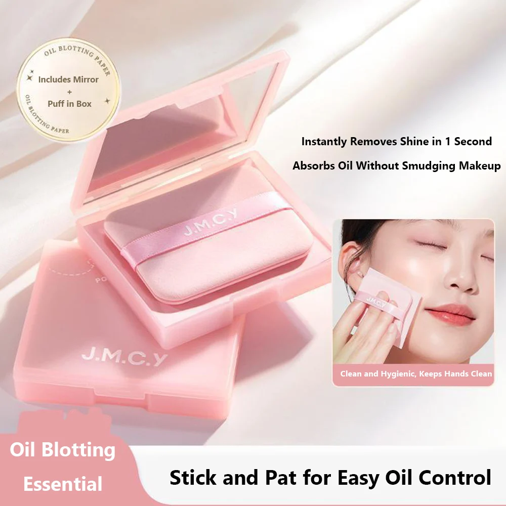 With Puff Oil Control Blotting Paper Compact With Mirror Portable Oil Absorbing Sheets Lightweight Face Shine Remover