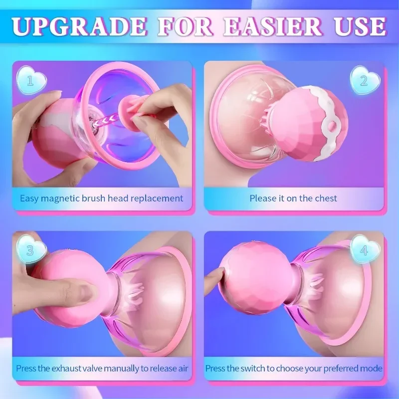 Breast Suckers Massager, Stimulating Nipple Clamps Powerful Sucking Vibrator Adult Sexual Pleasure Toys Female Couple Game