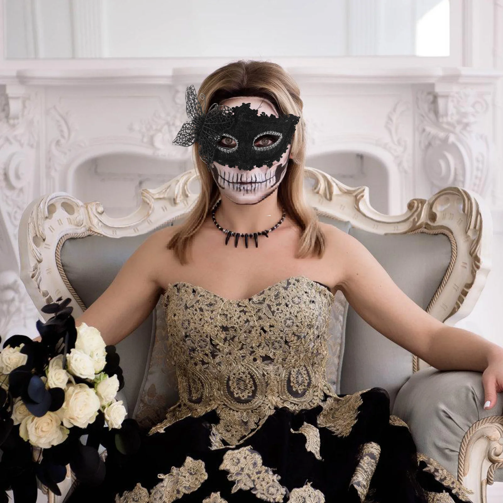 Venetian Masquerade Half Face Costume Mask Lightweight Elastic Band Halloween Party Mask for Women