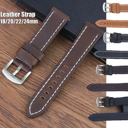 Retro Calfskin Leather Watchbands 18mm 20mm 22mm 24mm Smartwatch Strap for Seiko for Omega Belt Dark Brown Watches Accessories