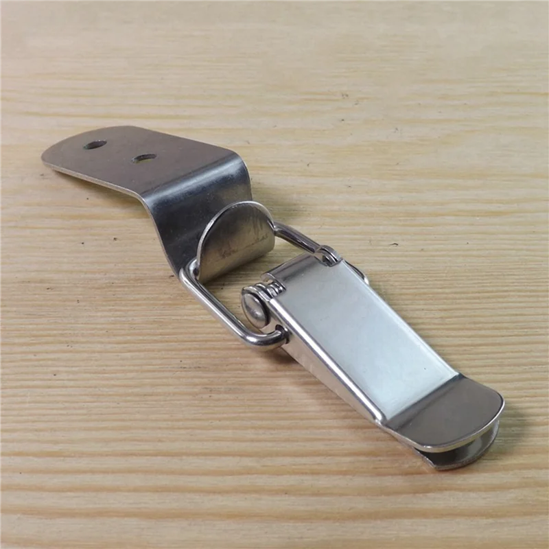 YLS-2X 90 Degrees Duck-Mouth Buckle Hook Lock Spring Loaded Draw Toggle Latch Clamp Silver Hasp Latch Catch B