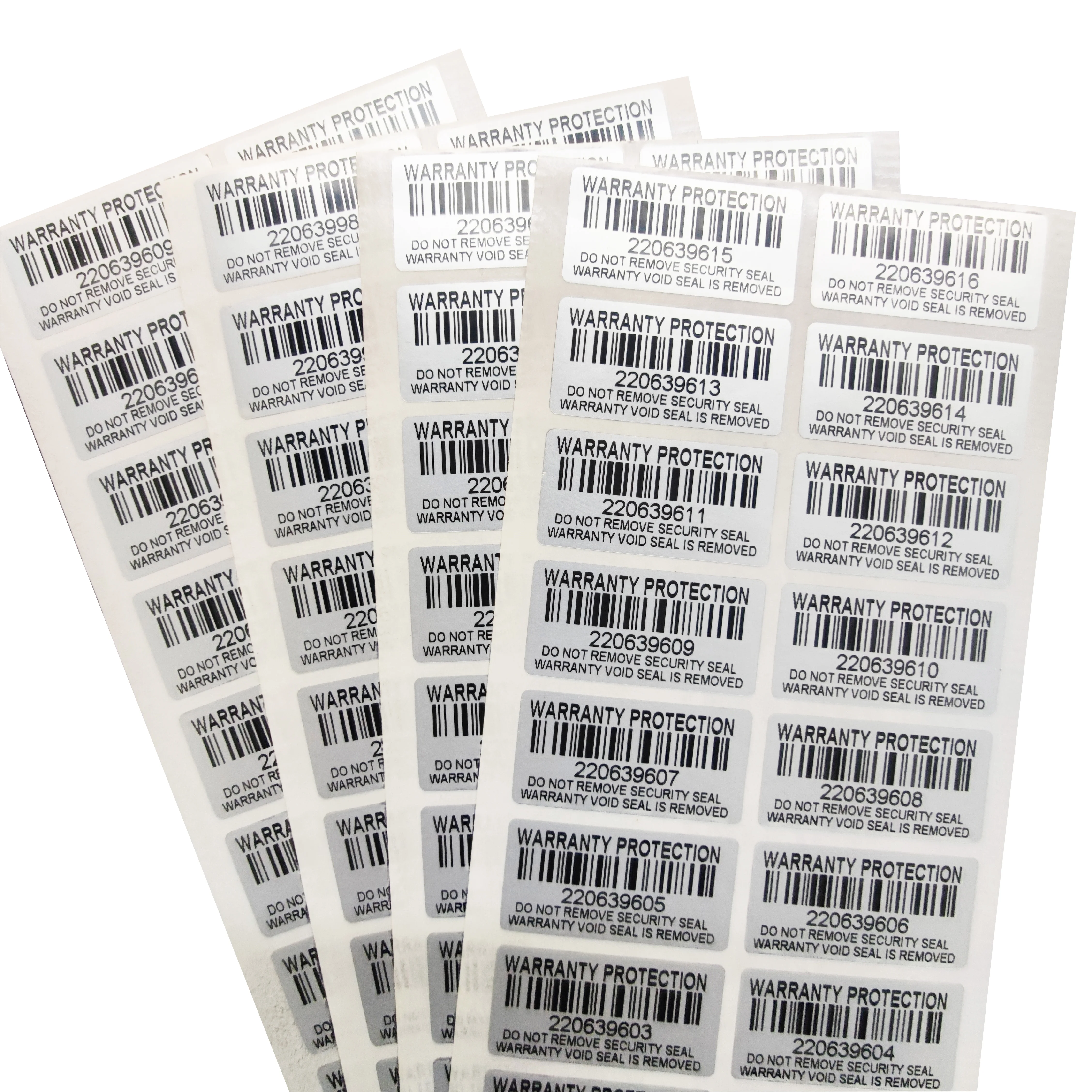 100 stuks zilveren garantiebeschermingssticker (30 mm x 15 mm) veilige afdichting anti-sabotage garantie ongeldig serienummerlabel sticker