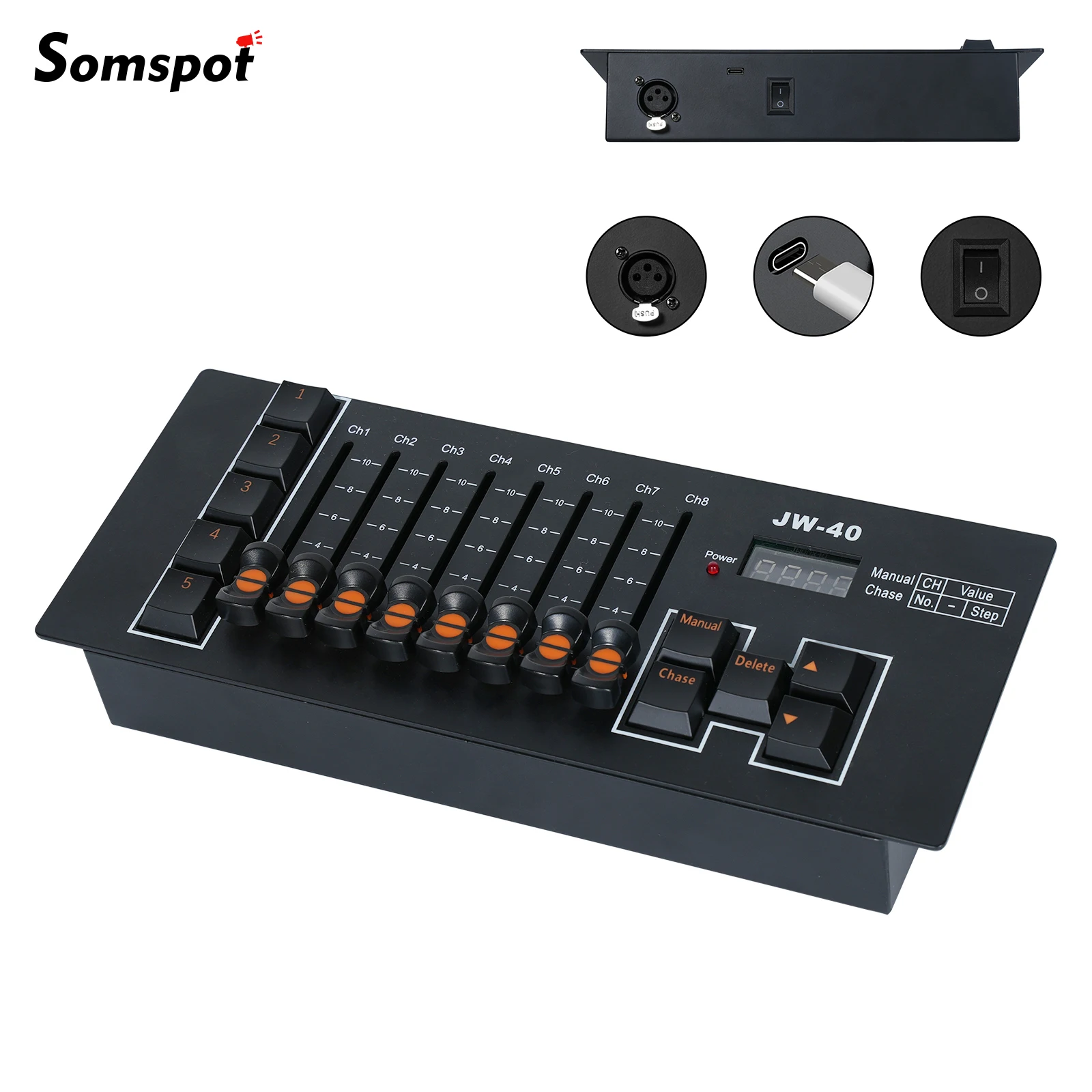 

Мини-консоль Somspot, черный DMX-контроллер управления, контроллер освещения для сцены, дискотеки, вечеринки, концерта, церкви, свадебного театра