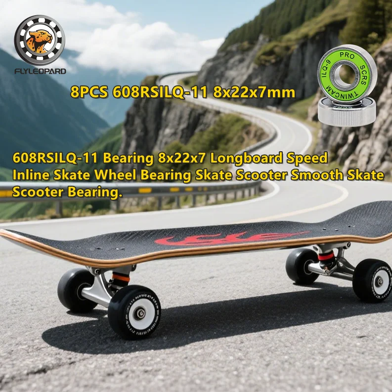 

8 шт. 608RSILQ-11 подшипник 8x22x7 лонгборд скорость роликовый скейт подшипник колеса скейт скутер гладкий подшипник для скейт-самоката
