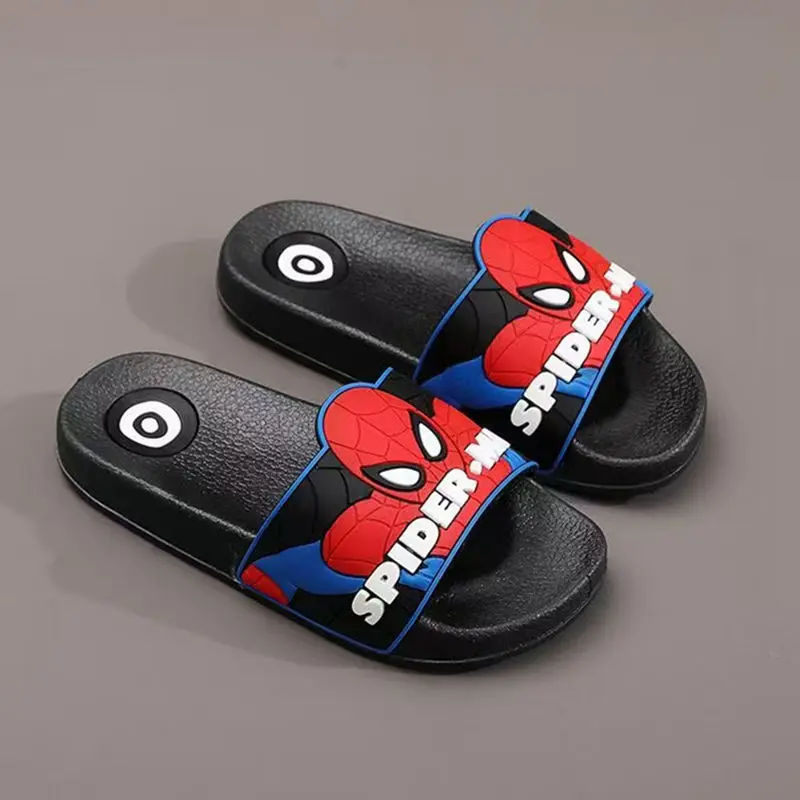 Summer Children Shoes Baby Boy Girl Slippers Cartoon Marvel Spider Man Print Indoor Soft Anti-slip Outdoor Beach Flip Flops