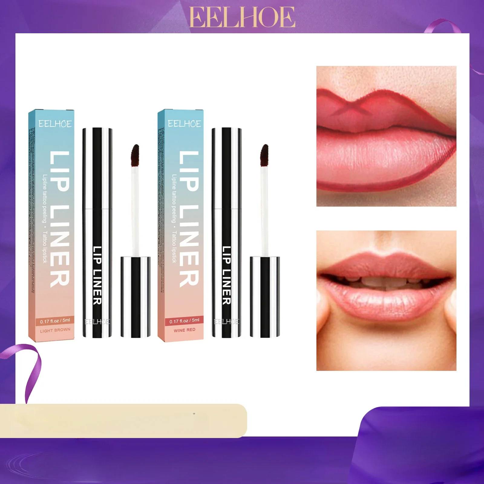 Peeling LipLiner Contorno Forma delle labbra Mostra il colore delle labbra Impermeabile Non sbava Set di matite per labbra marroni a lunga durata con trucco pennello per labbra