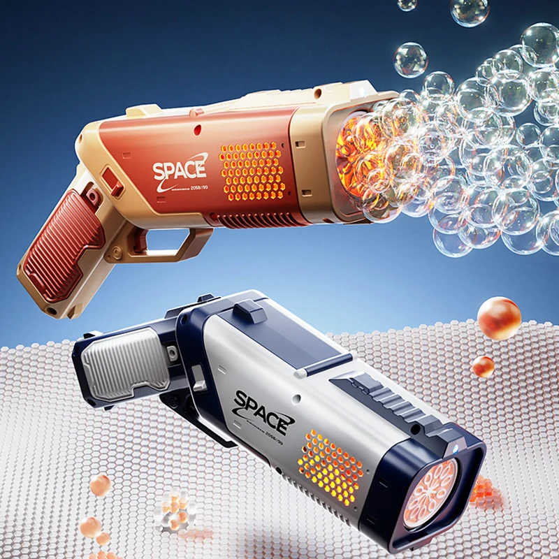 Elektryczny Pistolet do Baniek Mydlanych dla Dzieci Maszyna do Baniek Automatyczna z Podświetleniem Gry na Zewnątrz Prezent dla Chłopców i Dziewcząt 2025
