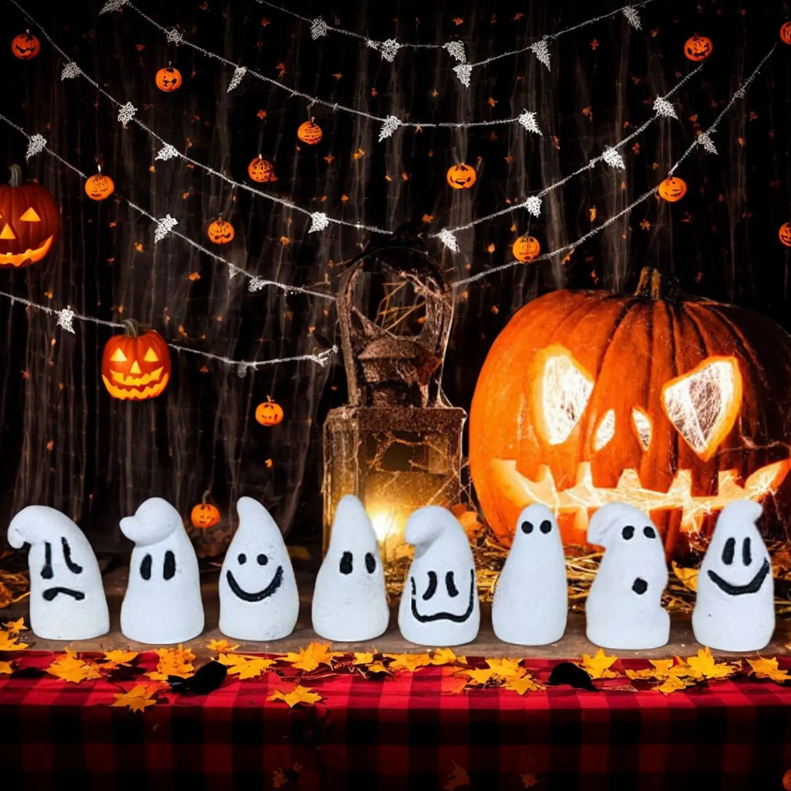 توهج في الظلام هالوين شبح مضيئة صغيرة الراتنج لطيف مصغرة شبح التماثيل 8 قطع حزب الحسنات الديكور لعبة ل