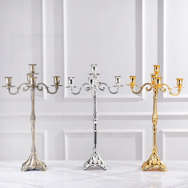 

Luxury 5 Arms Candle Holders Home Metal Table Centerpieces Candelabra Wedding Candle Stand Party Events Road Lead Candlesticks