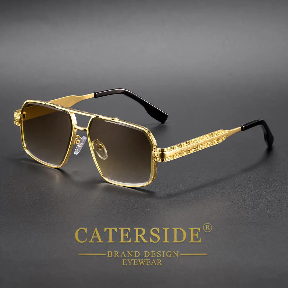 

Мужские роскошные солнцезащитные очки CATERSIDE, высококачественные солнцезащитные очки в металлической оправе, модные женские очки для путешествий на открытом воздухе, декоративные очки Uv400