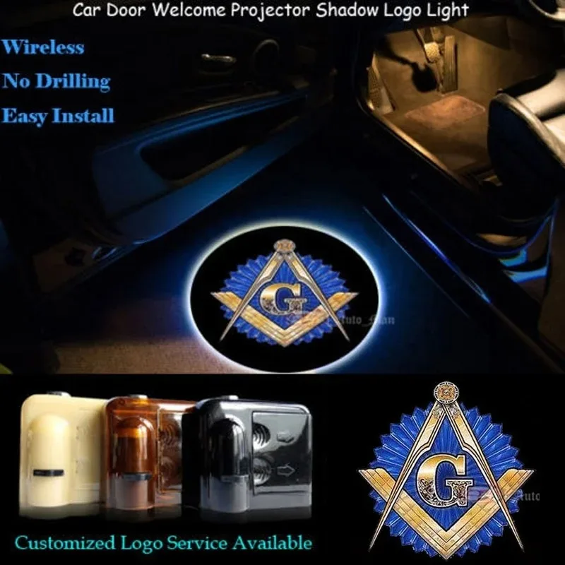 

2 Pieces Wireless Free and Accepted Masons Logo Laser Ghost Shadow Lights LED Car Door Welcome Projector