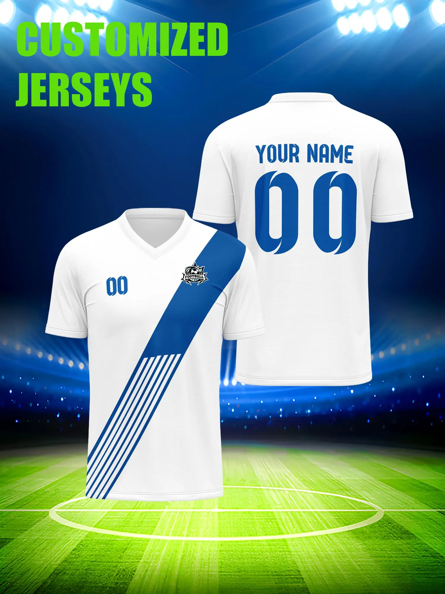 

Спортивная футболка с V-образным вырезом для взрослых и детей, с индивидуальным именем и номером, быстросохнущая, модная, с сублимационной печатью, 2026