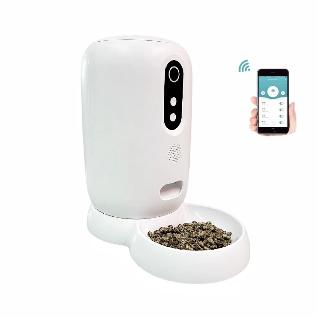 

2024 amazon new design cameras cat food dispenser battery smart dog feeder electric bird automatic pet feeder for small animals