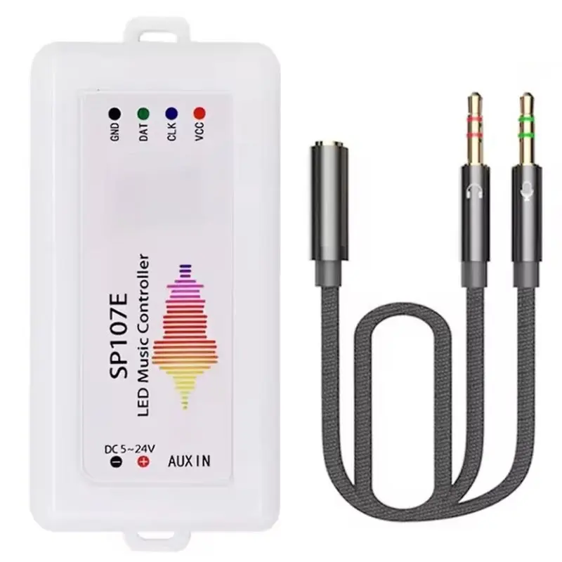 Super Deal -SP107E DC5-24V LED Music Controller Wireless SPI Full Color Control Via Phone App With Bluetooth, For WS2812B, 1 Set